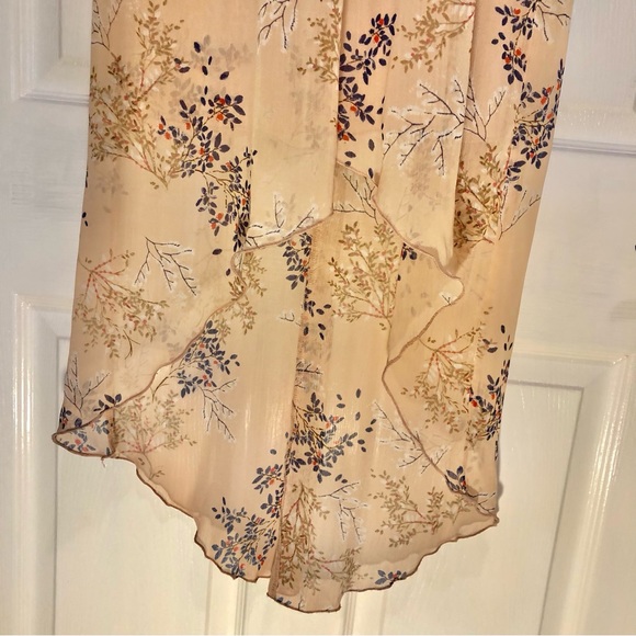 ☀️ En Focus Floral Sheer Layered High/Low Halter Dress Size 4 - Picture 3 of 10